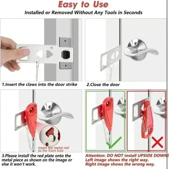 Portable Door Lock Home Security Door Lock Travel Hotel Home Apartment College - Picture 8 of 10